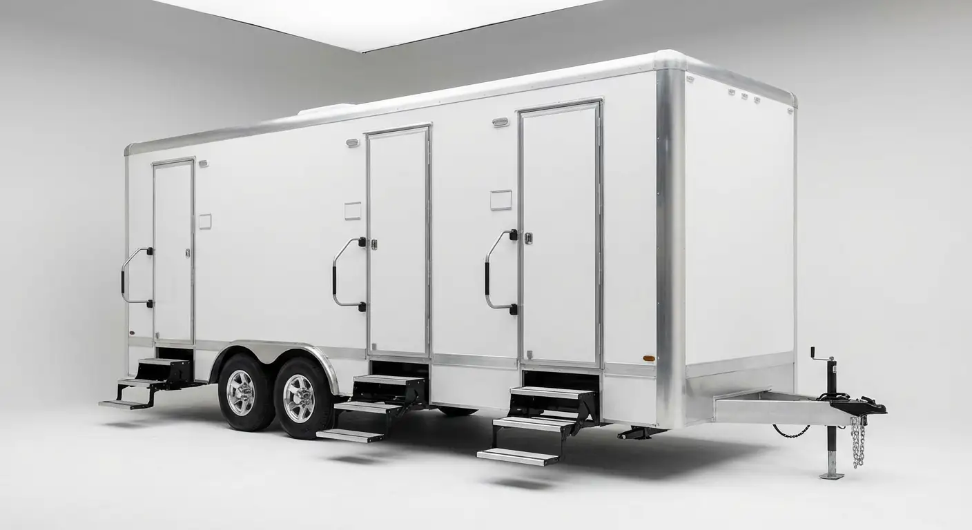 Climate controlled restroom trailer interior features in Lee's Summit, MO