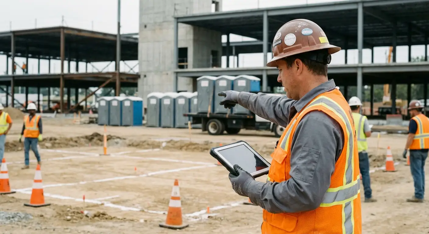 Construction site portable toilet placement planning in Lee's Summit, MO
