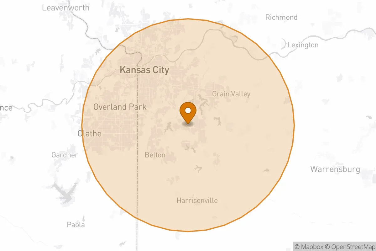 service area service area map in Lee's Summit, MO